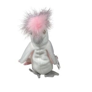 Ty Beanie Baby KUKU 1997 White Cockatoo Bird Pink Crest Plush Stuffed Animal Toy
